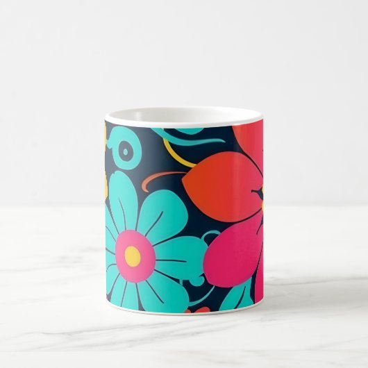 Dopamindekor-Tasse - Bright Funky Blume-Retro Kaffeetasse (Mittel)
