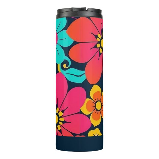 Dopamindesign - Bright Funky Blume-Retro Thermosbecher (Rückseite)
