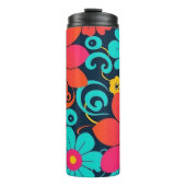 Dopamindesign - Bright Funky Blume-Retro Thermosbecher (Vorderseite)