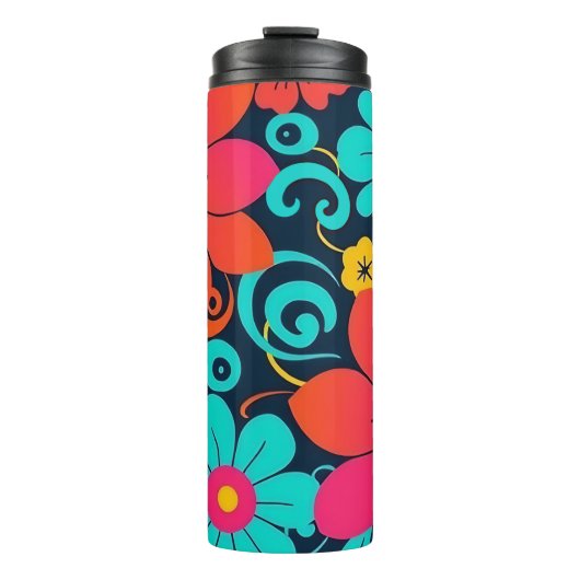 Dopamindesign - Bright Funky Blume-Retro Thermosbecher (Vorderseite)