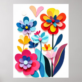 Dopamine Decor Colorful Paper Cut Flowers Poster