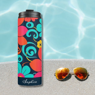 Dopamine-Design – Helle funky Blumen-Retro Thermosbecher