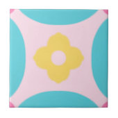 Dopaminfarbene Blume Dekorationsmuster Fliese (Vorderseite)