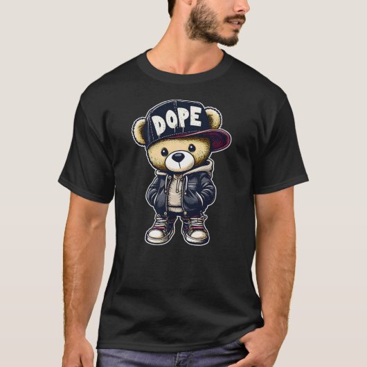 DOPE Cute Hip Hop Teddy Bear Tshirt 90s hip hop cl (Vorderseite)