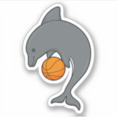 Dophin als Basketballspieler mit Basketball Aufkleber (Vorderseite)