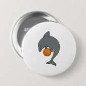 Dophin als Basketballspieler mit Basketball Button (Vorne & Hinten)