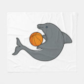 Dophin als Basketballspieler mit Basketball Fleecedecke (Vorderseite (Horizontal))