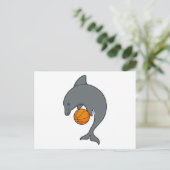 Dophin als Basketballspieler mit Basketball Postkarte (Stehend Vorderseite)