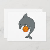 Dophin als Basketballspieler mit Basketball Postkarte (Vorne/Hinten)