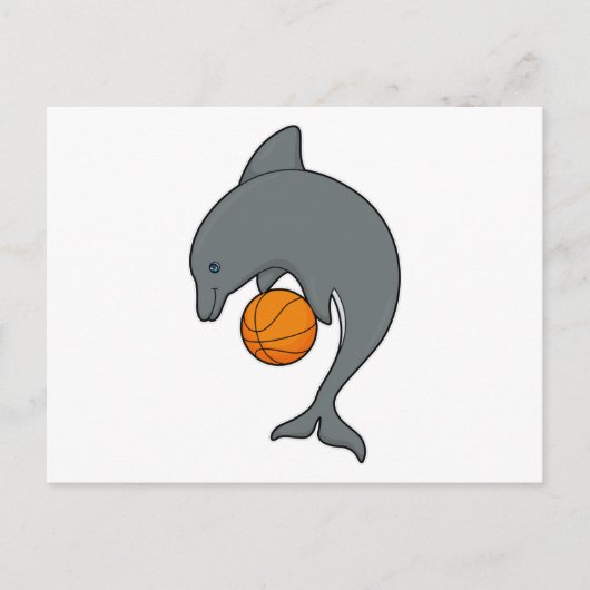 Dophin als Basketballspieler mit Basketball Postkarte (Vorderseite)