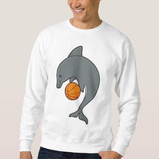 Dophin als Basketballspieler mit Basketball Sweatshirt (Vorderseite)
