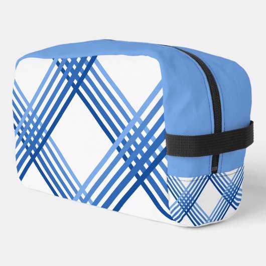 Dopp Kit - Blaue Streifen diagonal gekreuzt Waschbeutel (Linke Seite)