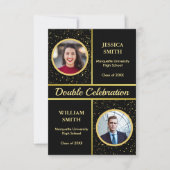 Doppel-Abitur für zwei Absolventen 2 Fotos Einladung (Vorderseite)