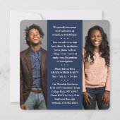 Doppel-Abschluss 2 Grade & 4 Fotos Navy & White Ankündigung (Rückseite)