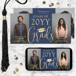 Doppel-Abschluss-2-Grade-Navy & Gold-Joint-Foto Ankündigung