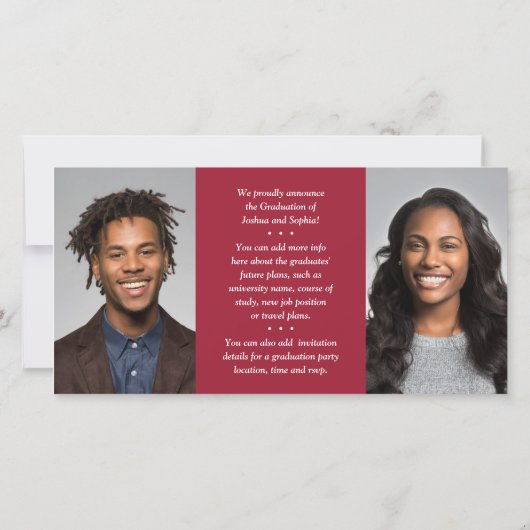 Doppel-Abschluss-2-Grade-Rot-Weiß-Foto Ankündigung (Rückseite)