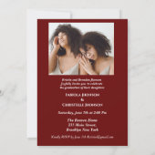 Doppel-Abschluss Geschwister Bordeaux Abschluss Einladung (Rückseite)