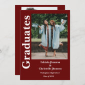 Doppel-Abschluss Geschwister Bordeaux Abschluss Einladung (Vorne/Hinten)