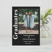 Doppel-Abschluss Geschwister Marineblau Abschluss Einladung (Stehend Vorderseite)