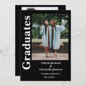 Doppel-Abschluss Geschwister Marineblau Abschluss Einladung (Vorne/Hinten)