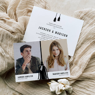 Doppel-Abschluss Tassel-Party Einladung