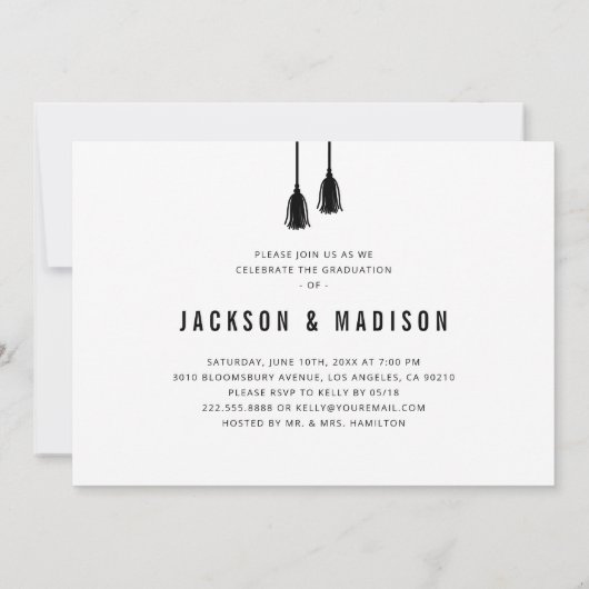 Doppel-Abschluss Tassel-Party Einladung (Rückseite)