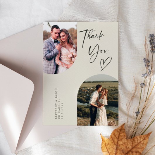 Doppel-Arch-Creme-Hochzeitssemble Dankeskarte