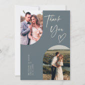 Doppel-Arch-Hochzeitsslatte-Foto Dankeskarte (Vorderseite)