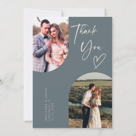 Doppel-Arch-Hochzeitsslatte-Foto Dankeskarte (Vorderseite)