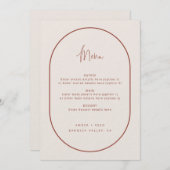 Doppel Arch Minimal Script Terracotta Wedding Menu Menükarte (Vorne/Hinten)