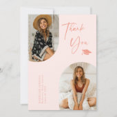 Doppel-Arch-Rosa-Abschluss-Foto Vielen Dank Dankeskarte (Vorderseite)