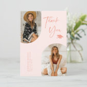 Doppel-Arch-Rosa-Abschluss-Foto Vielen Dank Dankeskarte (Stehend Vorderseite)