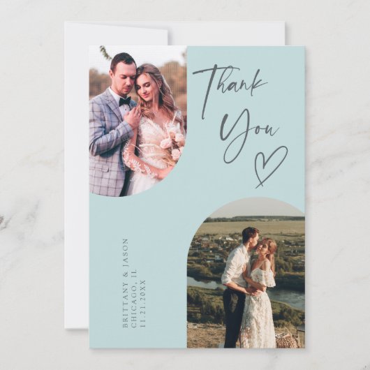 Doppel-Arch-Türkis-Hochzeitssemble Dankeskarte (Vorderseite)