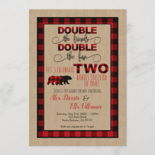 Doppel-Baby-Dusche Einladung Lumberjack