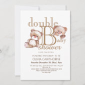 Doppel-Baby-Dusche mit zwei Bären Einladung (Vorderseite)