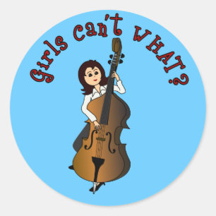 Doppel-Bass-Girl Runder Aufkleber