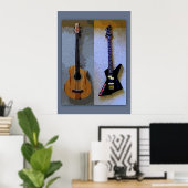Doppel-Bass Gitarre Art Poster (Heimbüro)