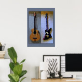 Doppel-Bass Gitarre Art Poster (Heimbüro)