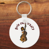 Doppel-Bass-Player-Frau mit aufrecht stehender Zei Schlüsselanhänger (Vorderseite)