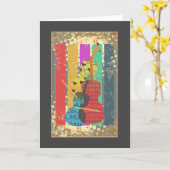 Doppel-Bass und Musiknoten Karte (Gelbe Blume)