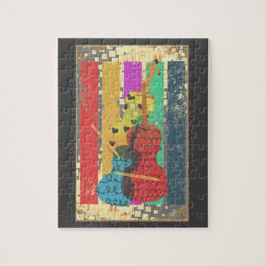 Doppel-Bass und Musiknoten Puzzle (Vertikal)