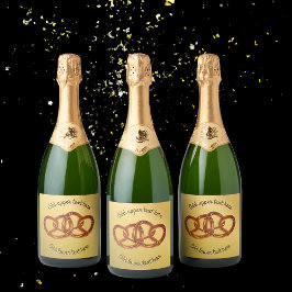 Doppel-Brezel: Brötchen auf Fake Gold, Brötchen Schaumweinetikett