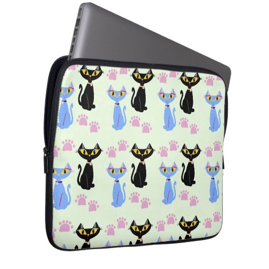 Doppel Cat Pattern Fun Happy Kitty Design Laptopschutzhülle (Vorne Rechts)