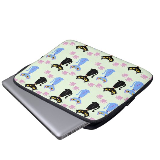 Doppel Cat Pattern Fun Happy Kitty Design Laptopschutzhülle (Vorne Knopf)