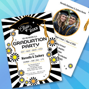 Doppel Celebration Foto Schwarz-weiß Daisy Grad Einladung