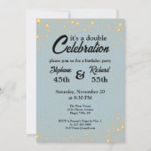 Doppel Celebration Joint Birthday Gold Blue Einladung (Vorderseite)