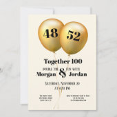 Doppel Celebration Joint Birthday Gold und Black Einladung (Vorderseite)