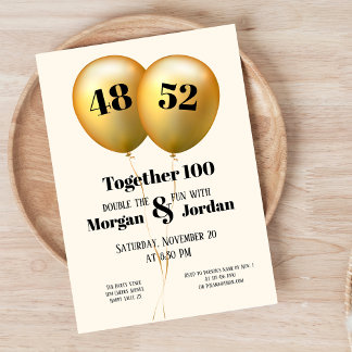 Doppel Celebration Joint Birthday Gold und Black Einladung