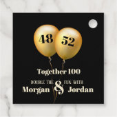 Doppel Celebration Joint Birthday Gold und Black Geschenkanhänger (Rückseite)