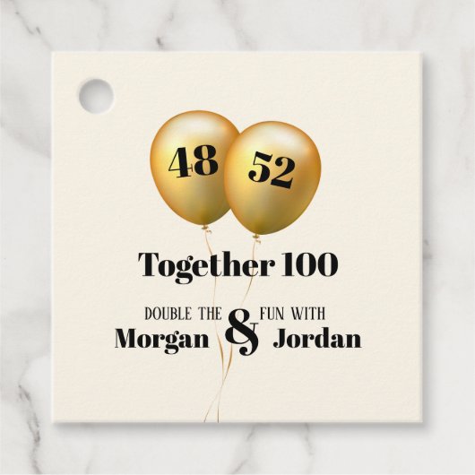 Doppel Celebration Joint Birthday Gold und Black Geschenkanhänger (Vorderseite)